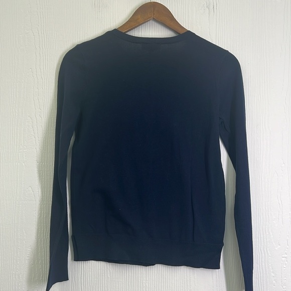 Loft - NWT Navy Embroidered Yellow Flowers Button Down Lightweight Cardigan XS - Picture 10 of 11